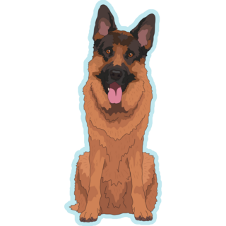 German Shepherd On Blue Sticker