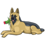 German Shepherd Rose Sticker