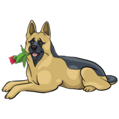 German Shepherd Rose Sticker