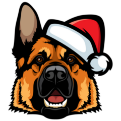 German Shepherd Santa Sticker