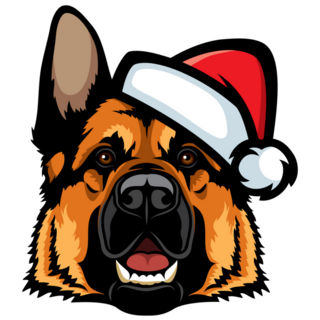 German Shepherd Santa Sticker