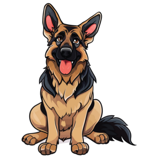German Shepherd Sits Sticker