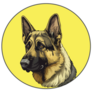 German Shepherd Yellow Circle Sticker