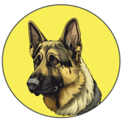 German Shepherd Yellow Circle Sticker