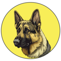 German Shepherd Yellow Circle Sticker