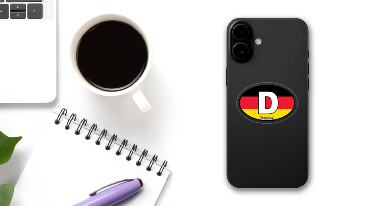 Germany, D, Flag, Oval on a Phone (New) example