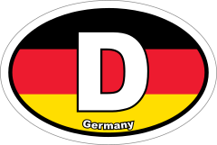 Germany, D, Flag, Oval Sticker