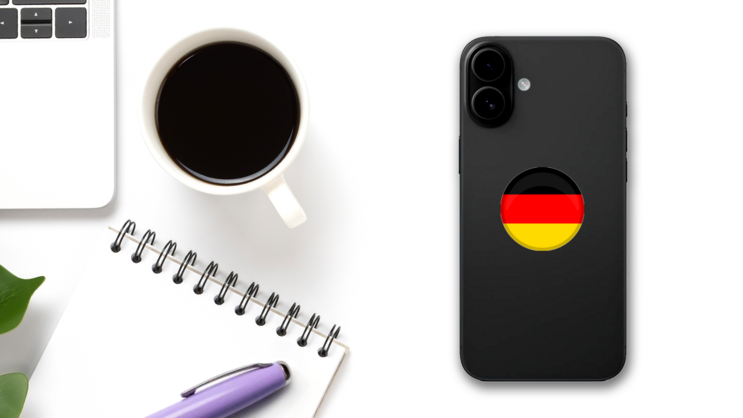 Germany Flag Button Circle Sticker on a Phone (New) example