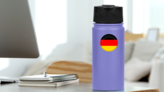 Germany Flag Button Circle Sticker on a Water Bottle (New) example