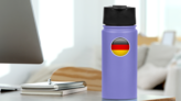 Germany Flag Glossy Button Sticker on a Water Bottle (New) example