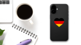 Germany Flag In Heart Sticker on a Phone (New) example