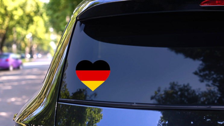 Germany Flag In Heart Sticker on a Rear Car Window (New) example
