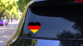 Germany Flag In Heart Sticker on a Rear Car Window (New) example
