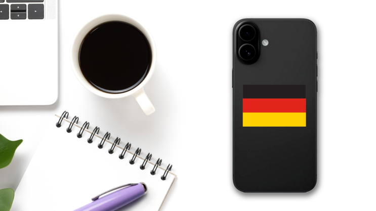 Germany Flag Sticker on a Phone (New) example