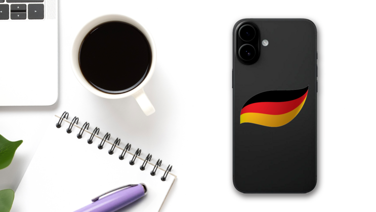 Germany Flag Swoosh Sticker on a Phone (New) example