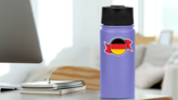 Germany Round Button Ribbon Sticker on a Water Bottle (New) example