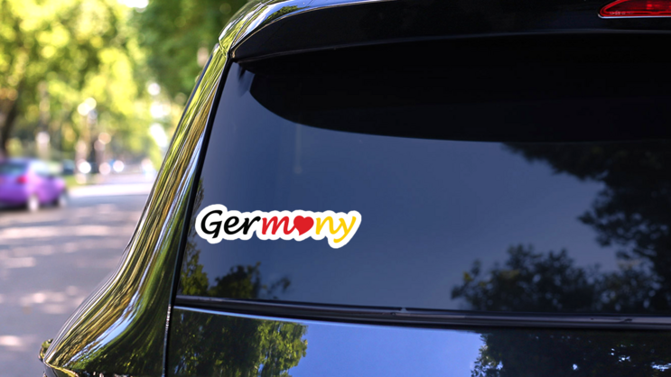 Germany Text With Heart Sticker on a Rear Car Window (New) example