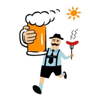 Germany Traditional Oktoberfest Character Beer And Hot Dog Sticker