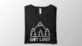 Get Lost Black V-Neck Tee Design