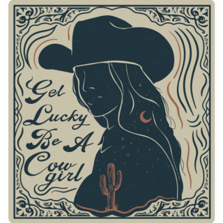Get Lucky Be A Cowgirl Illustration Sticker