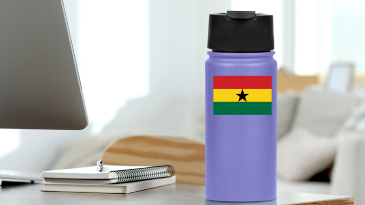 Ghana Country Flag Sticker on a Water Bottle (New) example
