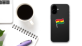 Ghana Flag Cartoon Sticker on a Phone (New) example