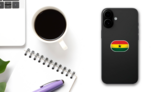 Ghana Flag Pill Sticker on a Phone (New) example