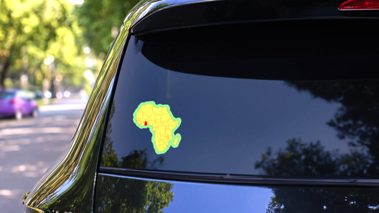 Ghana On Africa Map Sticker on a Rear Car Window (New) example