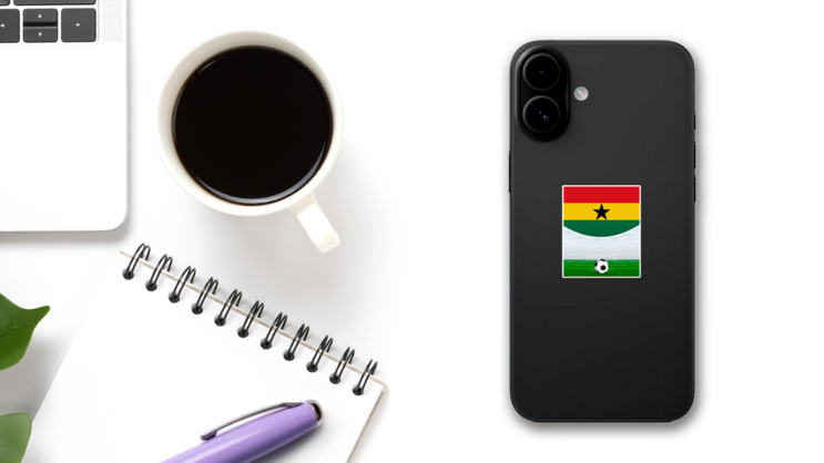 Ghana Soccer Sticker on a Phone (New) example
