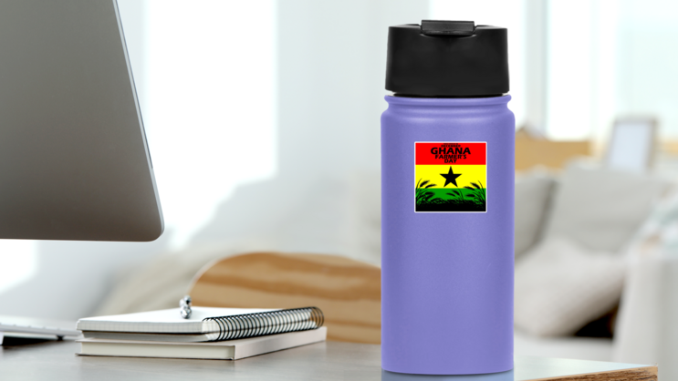 Ghanas Farmer Day Sticker on a Water Bottle (New) example