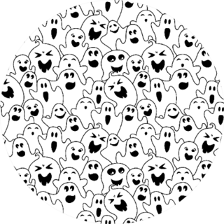 Ghost Flat Black Line Seamless Pattern Halloween Illustration Sticker