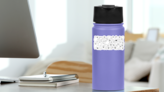 Ghost Flat Black Line Silhouette Set Sticker on a Water Bottle (New) example