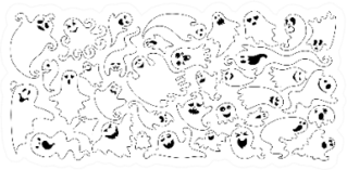Ghost Flat Black Line Silhouette Set Sticker