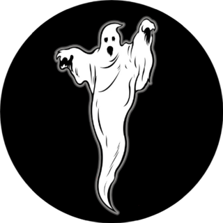 Ghost Illustration On Black Sticker