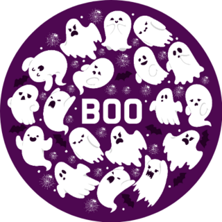 Ghost Pattern Scary Spooky Boo On Purple Sticker
