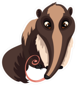 Giant Cartoon Anteater Face Sticker
