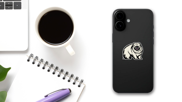 Giant Chow Chow Sticker on a Phone (New) example