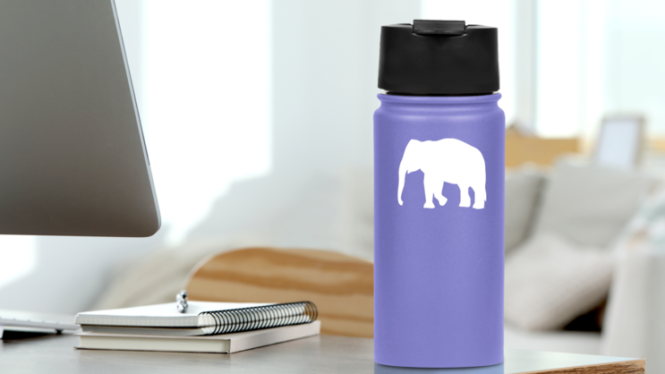 Giant Elephant Sticker on a Water Bottle (New) example
