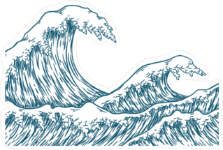 Giant Hand Drawn Waves Sticker