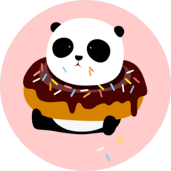 Giant Panda Sitting With A Big Donut Around His Neck Sticker