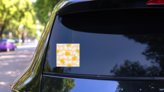 Gingham Kawaii Sticker on a Rear Car Window (New) example