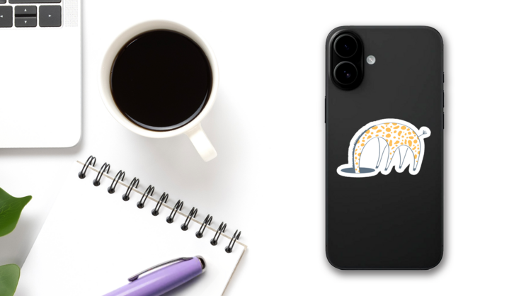 Giraffe Hid His Head In The Hole Sticker on a Phone (New) example