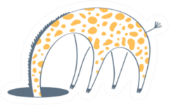 Giraffe Hid His Head In The Hole Sticker