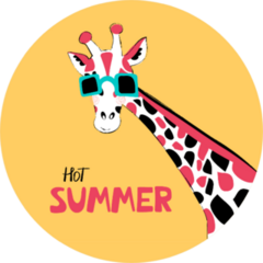 Giraffe Hot Summer Illustration Sticker