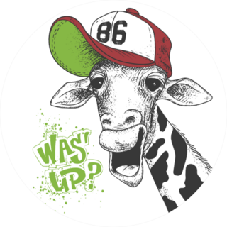 Giraffe Illustration Whats Up Text Sticker