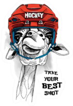 Giraffe In A Red Ice Hockey Helmet Take Your Best Shot Sticker