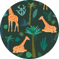 Giraffe Pattern With Tropical Leaves Sticker