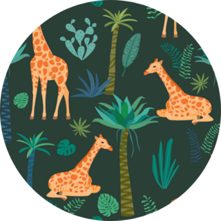 Giraffe Pattern With Tropical Leaves Sticker