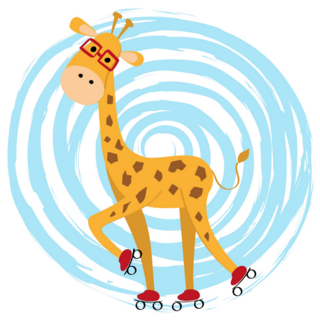 Giraffe Rollerblading Sticker