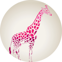 Giraffe Silhouette, Abstract Animal Pink Sticker
